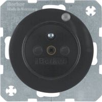 Gniazdo z/u i diodą kontrolną LED, czarny, połysk, R.1/R.3 | 6765092045 Hager