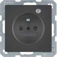 Gniazdo z/u z diodą kontrolną LED, z podwyższoną ochroną styków, antracyt, aksamit lakierowany, Q.x | 6765096086 Hager