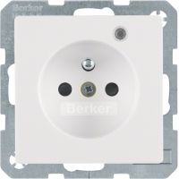 Gniazdo z/u z diodą kontrolną LED, z podwyższoną ochroną styków, biały, aksamit, Q.x | 6765096089 Hager