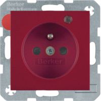 Gniazdo z/u i LED kontrolną z podwyższoną ochroną styków, czerwony, połysk, B.x/S.1 | 6765098915 Hager