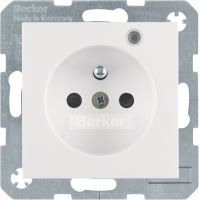 Gniazdo z/u i LED kontrolną z podwyższoną ochroną styków, biały, połysk, B.x/S.1 | 6765098989 Hager