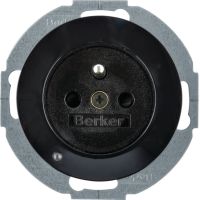 Gniazdo z/u z podświetleniem orientacyjnym LED, czarny, R.1/R.3 | 6765102045 Hager