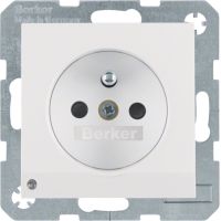 Gniazdo z/u i podświetleniem orientacyjnym LED, biały, połysk, B.x | 6765108989 Hager