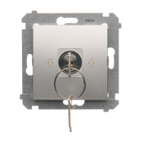 Łącznik na kluczyk roletowy 1-bieg.(moduł) 3 pozycyjny „I-0-II" 2 styki N/O, 5A, 250V, srebrny mat | DWZK.01/43 Kontakt Simon