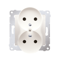 Gniazdo wtyczkowe podwójne z/u z przesłoną, 16A, zaciski śrubowe, krem DGZ2MZ.01/41 Simon 54 | DGZ2MZ.01/41 Kontakt Simon