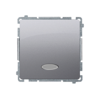 Przycisk pojedynczy zwierny bez piktogramu z podśw.LED (moduł) 10AX, 250V, szybkozłącza, srebrny mat | BMP1L.01/43 Kontakt Simon