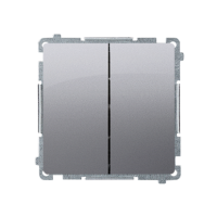 Przycisk podwójny zwierny dwuobwodowy: 2 wej 2 wyj 16AX szybkozłącza, inox BMP2.01/21 Simon Basic | BMP2.01/21 Kontakt Simon