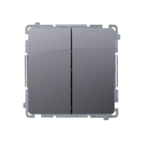 Przycisk podwójny zwierny, dwuobwodowy: 2 wej 2 wyj (moduł) 16AX, 250V, szybkozłącza, srebrny mat | BMP2.01/43 Kontakt Simon