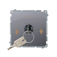 Łącznik roletowy z kluczem, 3 pozycyjny, „I-0-II” 2 styki N/O, srebrny mat BMWZK.01/43 Simon Basic | BMWZK.01/43 Kontakt Simon