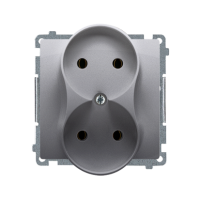 Gniazdo wtyczkowe podwójne b/u (moduł), 16A, zaciski śrubowe, stal inox BMG2M.01/21 Simon Basic | BMG2M.01/21 Kontakt Simon
