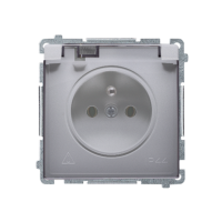 Gniazdo wtyczkowe z/u z przesłoną, IP44, 16A, klapka transp., stal inox BMGZ1BZ.01/21A Simon Basic | BMGZ1BZ.01/21A Kontakt Simon