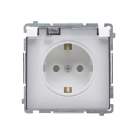 Gniazdo wtyczkowe z/u Schuko, IP44,16A, zac. śrub., biały, klap.transp. BMGSZ1ZB.01/11A, Simon Basic | BMGSZ1B.01/11A Kontakt Simon