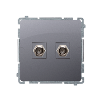 Gniazdo antenowe typu F podwójne (moduł), stal inox BMAF2.01/21 Simon Basic | BMAF2.01/21 Kontakt Simon