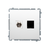 Gniazdo antenowe typu F + RJ45 kat. 6, biały BMAFRJ45.01/11 Simon Basic | BMAFRJ45.01/11 Kontakt Simon