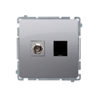 Gniazdo antenowe typu "F" + RJ45 kat.6 (moduł), srebrny mat BMAFRJ45.01/43 Simon Basic | BMAFRJ45.01/43 Kontakt Simon