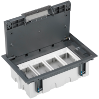 Puszka podłogowa 4-modułowa, 8xK45, gł. 93mm + SM402/9, szary SF410/1 Simon Connect | SF410/1 Kontakt Simon