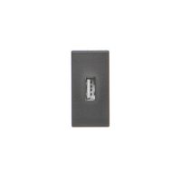 Płytka K45/2 złącza USB typ A żeńskie 22,5x45mm + gniazdo, czarny, Simon Connect | K128B/14 Kontakt Simon