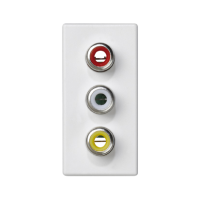 Płytka K45/2 złącza 3xRCA (CINCH) 22,5x45mm + wkłady, czysta biel K105B/9 Simon Connect | K105B/9 Kontakt Simon