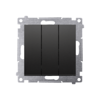 Przycisk potrójny z podświetleniem LED (moduł) 10AX, 250V~, szybkozłącza, czarny mat, Simon 54 | DP31L.01/49 Kontakt Simon
