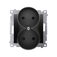 Gniazdo wtyczkowe podwójne b/u z przesłonami (moduł) 16A 250V, zaciski śrubowe, czarny mat, Simon 54 | DG2MZ.01/49 Kontakt Simon