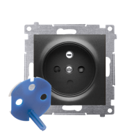 Gniazdo DATA z kluczem uprawniającym (moduł) 16A, 250V~, zaciski śrubowe, czarny mat, Simon 54 | DGD1.01/49 Kontakt Simon