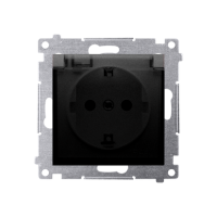 Gniazdo Schuko IP44 z przesłonami z uszczelką ramki 16A, 250V, zaciski śrubowe, czarny mat, Simon 54 | DGSZ1BZ.01/49A Kontakt Simon