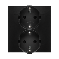 Gniazdo Schuko z przesłonami podwójne 16A, 250V~, zaciski śrubowe, czarny mat, Simon 54 | DGSz2Z/49 Kontakt Simon