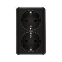 Gniazdo podwójne Schuko n/t z przesłonami 16A, 250V, szybkozłącza, czarny mat, Simon 54 | EGSZ2SNZ/49 Kontakt Simon