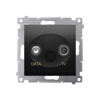 Gniazdo TV-DATA. 2 porty wyjściowe typu "F" częstotliwość wej. 5-1000 MHz, czarny mat, Simon 54 | DAD1.01/49 Kontakt Simon