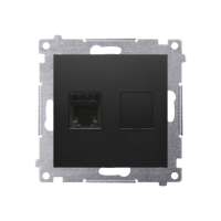 Gniazdo telefoniczne pojedyncze RJ12 (moduł), czarny mat, Simon 54 | DT1.01/49 Kontakt Simon
