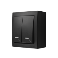 Łącznik schodowy podwójny IP44 z podświetleniem 10AX 250V zaciski śrubowe czarny Aquaclick | ACW6/2L/49 Kontakt Simon