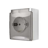 Gniazdo wtyczkowe IP44 Schuko pojedyncze klapka transp 16A 250V zaciski śrubowe biały Aquaclick | ACGSZ1C/11A Kontakt Simon