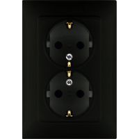 Gniazdo wtyczkowe z/u podwójne, monoblok, 16A, 250V, zaciski śrubowe; czarny mat Simon 10 | CGZ2/49 Kontakt Simon