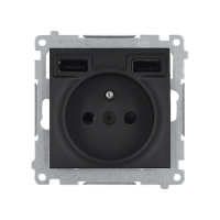 Gniazdo wtyczkowe z zintegrowaną ładowarką 2xUSB (moduł), 2.1 A, 5V DC, 230V czarny Simon 54 | DGZ1ZUSB2AA.01/49 Kontakt Simon