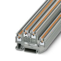 Złączka przelotowa 2-poziomowa z zaciskami sprężynowymi Push-In PTTB 1,5/S, szara | 3208511 Phoenix Contact
