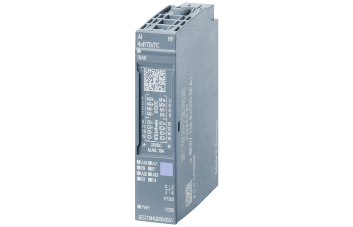 Moduł wejść analogowych, 4 wejścia RTD/TC, 16-bitów (+/-0,1%), SIMATIC ET 200SP | 6ES7134-6JD00-0CA1 Siemens