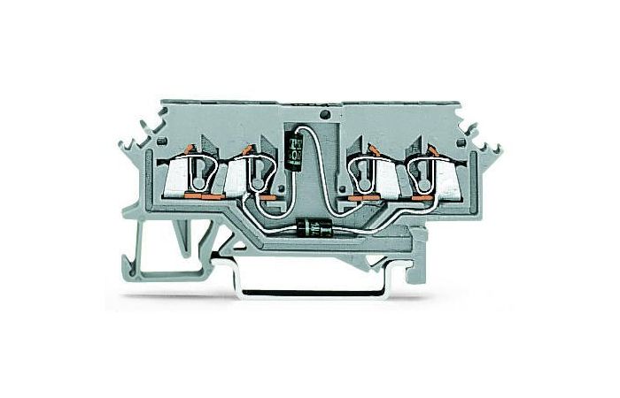 Złączka 4-przewodowa diodowa z 2 diodami 1N4007 do układu kontroli lamp sygnalizacyjnych, szara | 279-620/281-408 Wago