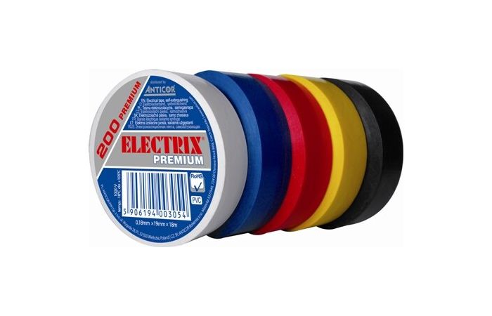 Taśma izolacyjna ELECTRIX 200 PREMIUM 19mmx18m biała | PE-200P185-0019018 Anticor