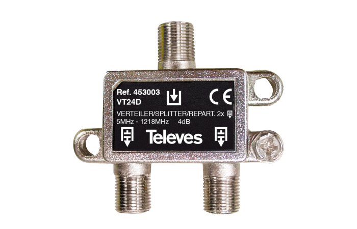 Rozgałęźnik 5…1000MHz "F" 2D 4dB, wewnętrzny | 453003 Televes