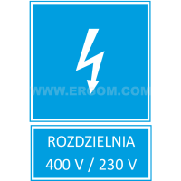 Tabliczka TZI 148X210P napis: Rozdzielnia 400/230V | E04TZ-01042141300 Ergom