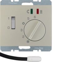 Regulator temperatury podłogowej zestyk zwierny, el.centralny, łącznik, 2 diody LED, stal, lakier | 20347104 Hager