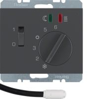 Regulator temperatury podłogowej zestyk zwierny, el.centralny, łącznik, 2 diody LED, antracyt, mat | 20347106 Hager