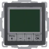 Regulator temperatury ze sterowaniem czasowym styk zwierny i el.centralny, antracyt aksamit, lakier | 20446086 Hager
