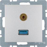 Gniazdo USB/3,5mm audio, alu, mat, B.Kwadrat/B.7 | 3315391404 Hager