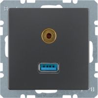 Gniazdo USB/3,5mm audio, antracyt, aksamit lakierowany, Q.x | 3315396086 Hager
