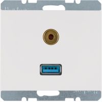 Gniazdo USB/3,5mm audio, biały, połysk, K.1 | 3315397009 Hager