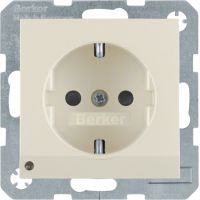 Gniazdo Schuko z/u z podświetleniem orientacyjnym LED, kremowy, połysk, B.Kwadrat | 41098982 Hager