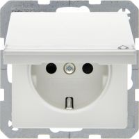 Gniazdo Schuko z pokrywą i polem opisowym, biały, aksamit, Q.x | 47526089 Hager