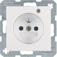 Gniazdo z/u i LED kontrolną z podwyższoną ochroną styków, biały, mat, S.1/B.3/B.7 | 6765091909 Hager