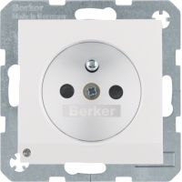 Gniazdo z/u i podświetleniem orientacyjnym LED, biały, mat, B.3/B.7 | 6765101909 Hager